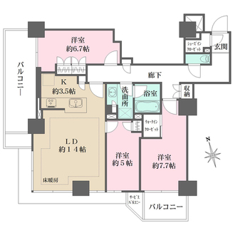 Brillia Tower聖蹟桜ヶ丘 BLOOMING RESIDENCEの間取図