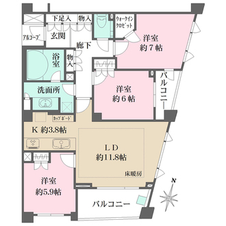 パークハウス世田谷松原の間取図