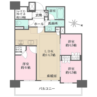 ザ・パークハウス所沢プレイスの間取図
