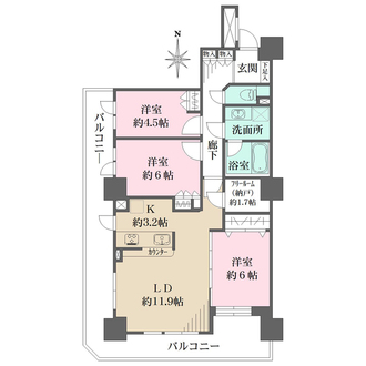 ライオンズタワー府中の間取図