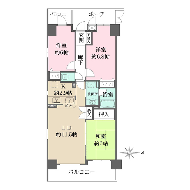 コスモ三鷹中央通りの間取図