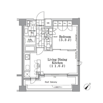 ＯＮＥ　ＲＯＯＦ　ＦＬＡＴ　ＴＳＵＫＩＳＨＩＭＡの間取図