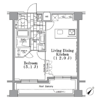 ＯＮＥ　ＲＯＯＦ　ＦＬＡＴ　ＴＳＵＫＩＳＨＩＭＡの間取図