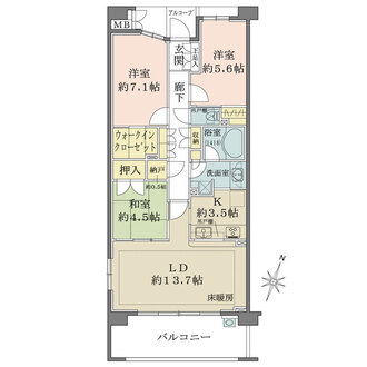 パークハウス三ツ沢ヒルトップテラスの間取図