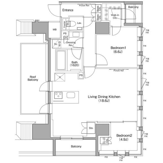 ザ・パークハビオ麻布十番の間取図