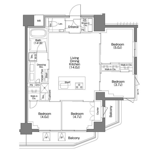 ザ・パークハビオＳＯＨＯ祐天寺の間取図