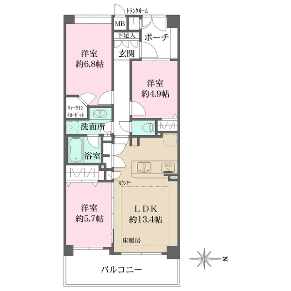 パークコリーナ上大岡アジュールコートの間取図