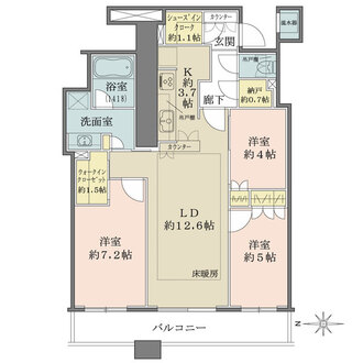 ニューシティ東戸塚タワーズシティ パークタワー東戸塚の間取図