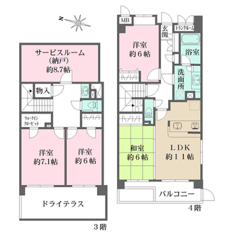 ライオンズガーデンヒルズ上大岡の間取図