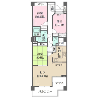 ロワレール日限山の間取図
