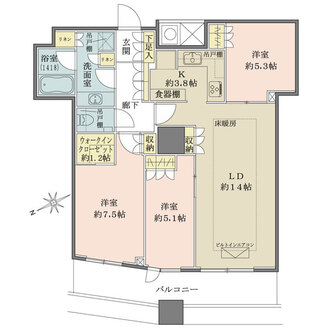 ザ・パークハウス西新宿タワー60の間取図