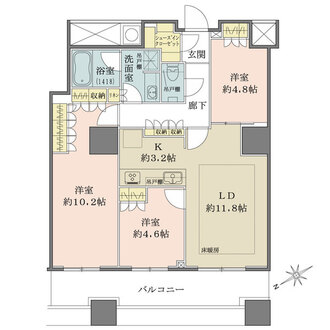ザ・パークハウス西新宿タワー60の間取図