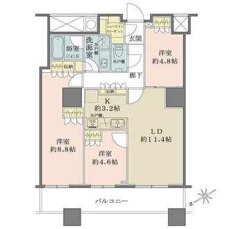 ザ・パークハウス西新宿タワー60の間取図