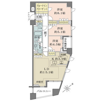 パークハウス東中野リヴゴーシュの間取図