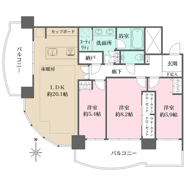 M.M.TOWERS　the　Southの間取図