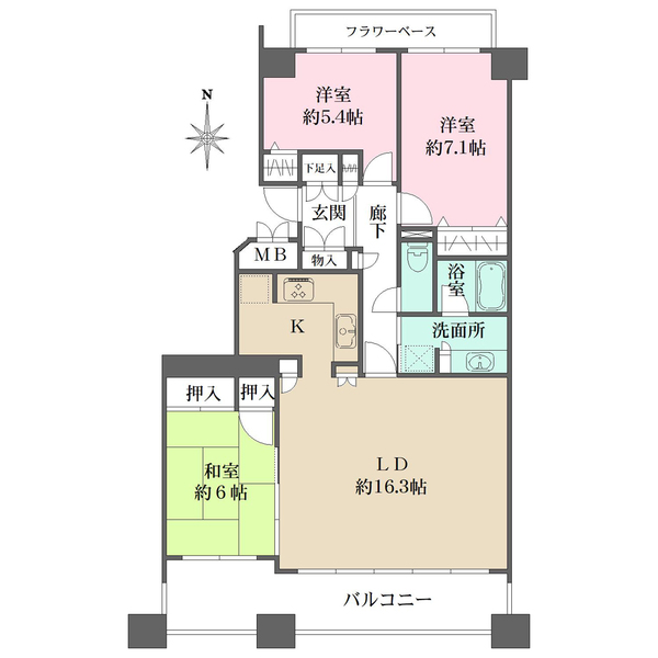 井口台パークヒルズウエストコートの間取図