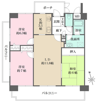 藤和ハイタウン井口弐番館の間取図