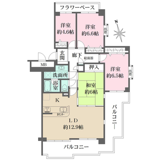 井口台パークスクエアB棟の間取図