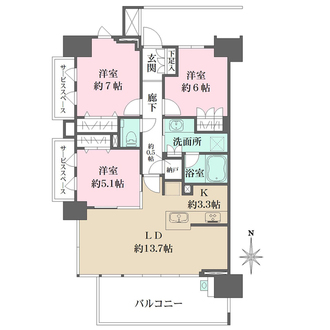 プラウド南千田東町ガーデンの間取図