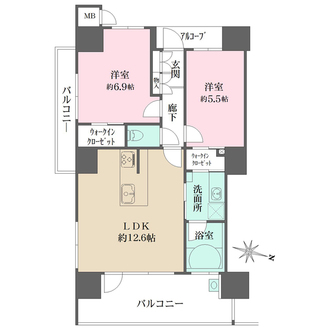 D’クラディア住吉リバーシーンの間取図