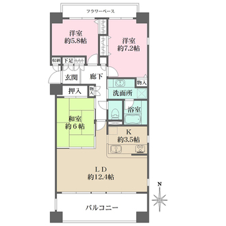 井口台パークヒルズセンターコートの間取図