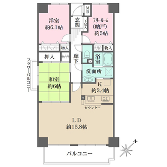 己斐本町CO-OPマンションの間取図