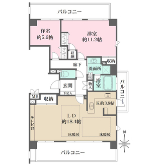 パークテラス西新七丁目の間取図