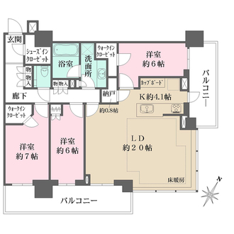 Brillia Tower西新の間取図