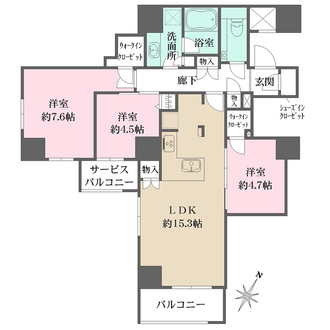 インプレスト天神オークタワーの間取図
