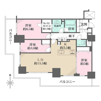Ｂｒｉｌｌｉａ　Ｔｏｗｅｒ　ＫＡＷＡＳＡＫＩの間取図