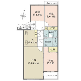 津田沼パークハウスA棟の間取図