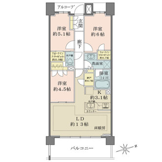 ザ・レジデンス津田沼奏の杜テラスの間取図