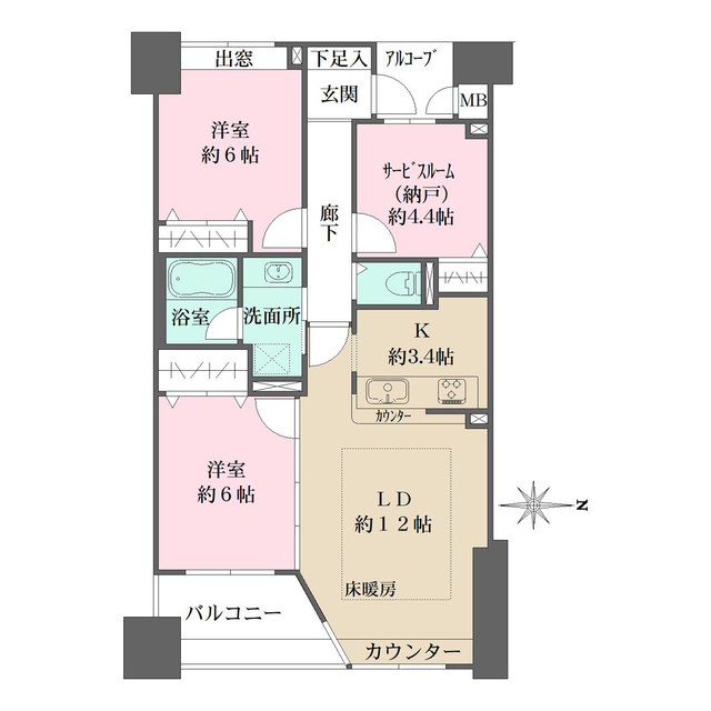 サーパス一条の間取図