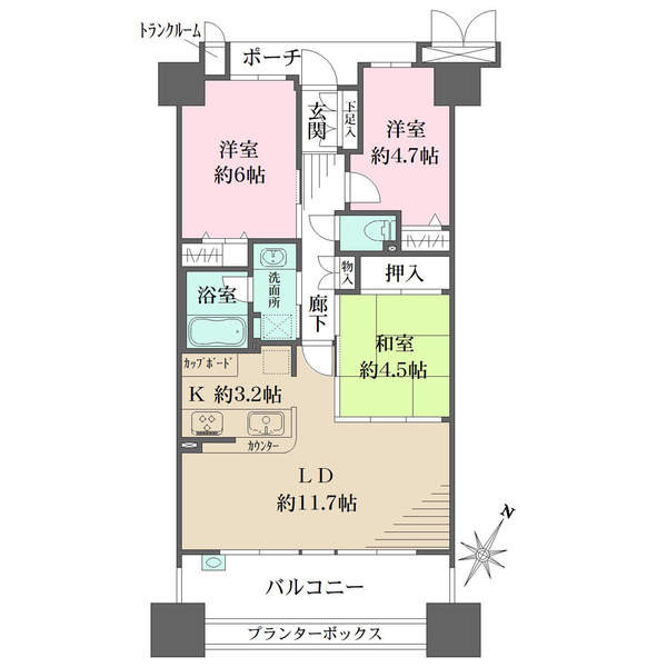 ルネ　アムパセオの間取図