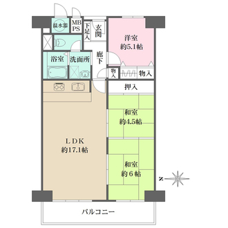 ファミールハイツ北大阪1号棟の間取図