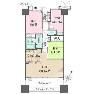 ルネ　アムパセオの間取図