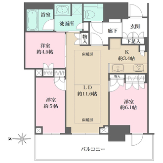 グランドメゾン新梅田タワーTHE CLUB RESIDENCEの間取図