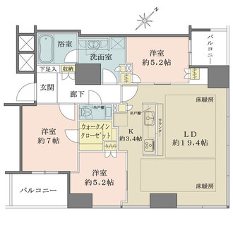 クレヴィアタワー中之島の間取図