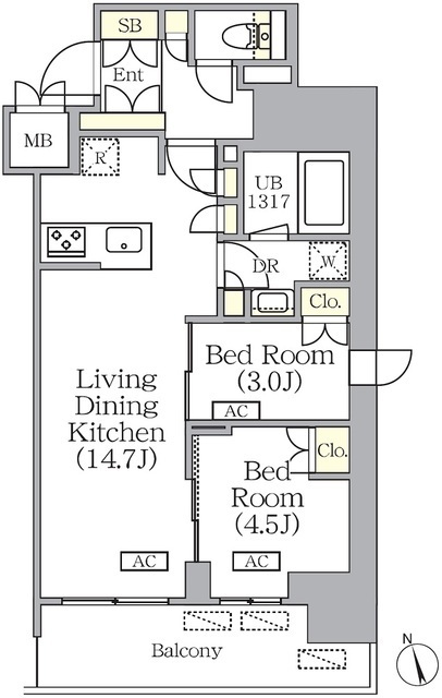 プライムガーデン銀座八丁堀の間取図