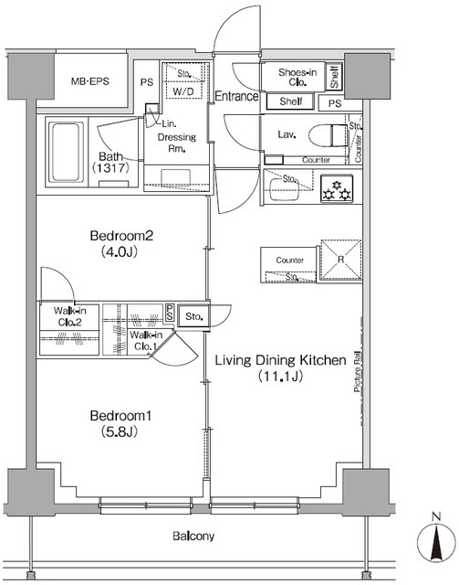 ザ・パークハビオ三軒茶屋の間取図
