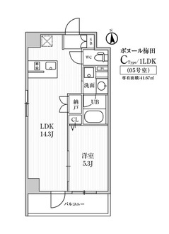 ボヌール梅田の間取図