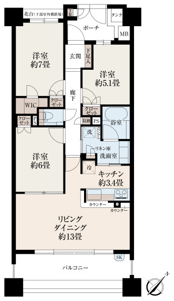 グランスイート稲毛海岸の間取図