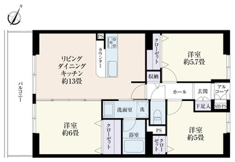 アエラス辻堂ウエストウイングの間取図