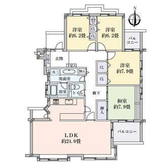 フローラ御影山手Ａ棟の間取図