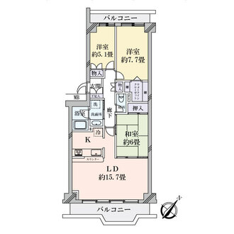 須磨パークヒルズＢ棟の間取図
