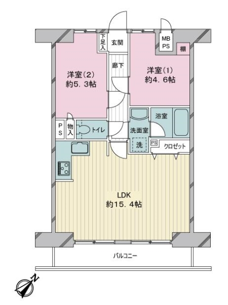 ライオンズマンション鶴見花月園前の間取図