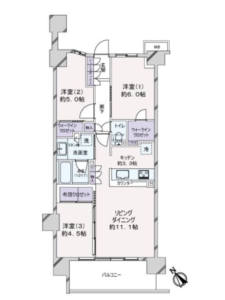 メイツ川口元郷の間取図