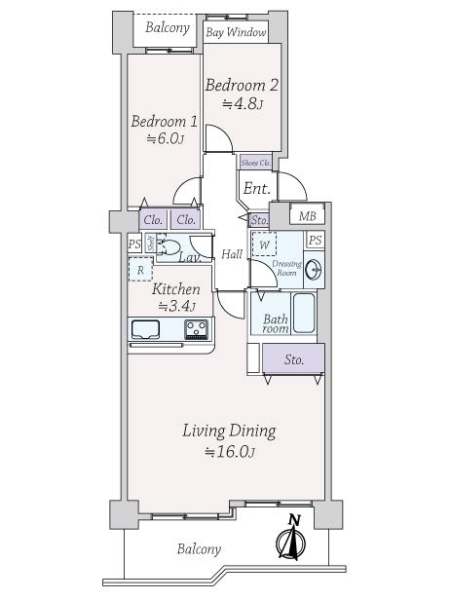 藤和茅ヶ崎ハイタウン２号棟の間取図