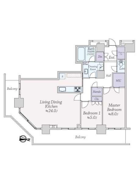 リエトコート武蔵小杉　ＴＨＥ　ＣＬＡＳＳＹ　ＴＯＷＥＲの間取図