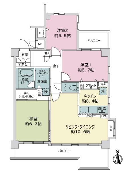 ラ・ヴァンス武蔵関の間取図